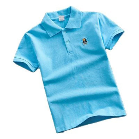 Summer Baby Boys Short Sleeve Polo Shirt 2-11T Children Lapel Solid Color Clothes Kids Cotton School Uniform Polo Shirts Out