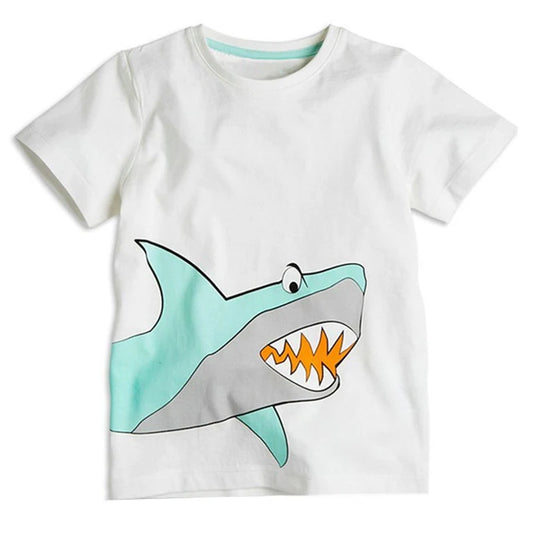 2018 Baby Boys Girls T-Shirt Summer Children's Tops Clothing Lovely Cartoon Shark Creative Kids T-Shirt