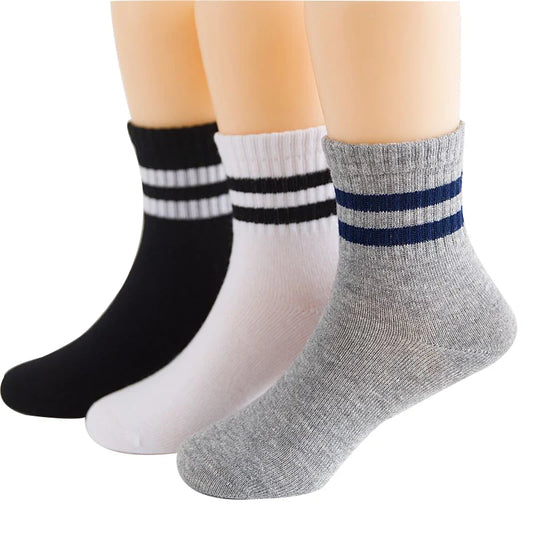 2024 New Autumn winter Children Socks Korean Cotton Stripes Boys Socks Girls Socks 3-15 Year Kids Socks 3 Pairs / Lot
