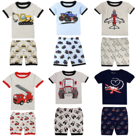 Child Boy Pajamas Set Kids Toddler 1 2 3 4 5 6 7 8 Years Summer Clothes Cute Cotton Pyjama 2 Piece Night Suit for Boys Outfits