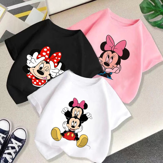T Shirt Cartoon Disney Baby Kids Boys Girls Children Mickey Mouse Short Sleeve Summer Clothing Kawaii Minnie Print Tee Toddler