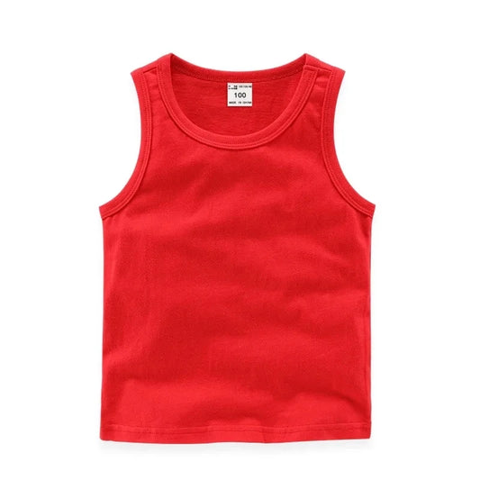 2024 Summer New Children Girls Candy Color Sleeveless O-Neck Cotton T-shirt Camisole Tops Toddler Vest Kids Clothes