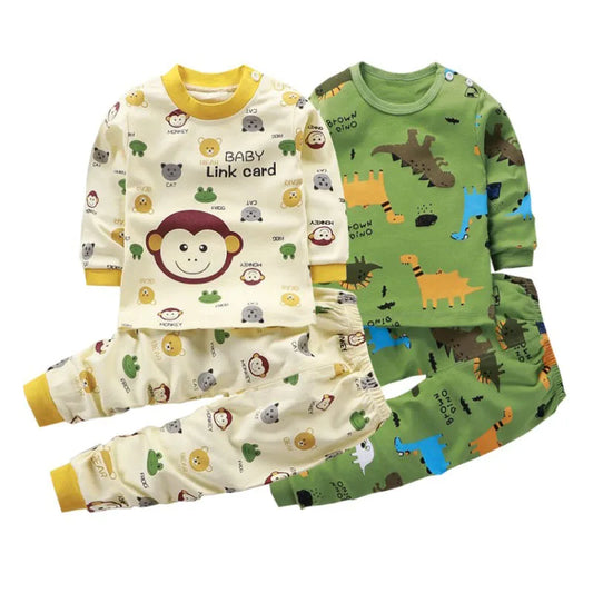 Cotton Underwear Children Boy Girl Baby Clothing Sets Autumn Winter Kids Cartoon Tops+Pants Sleepwear 2-piece Clothes Suit 1-8 Y