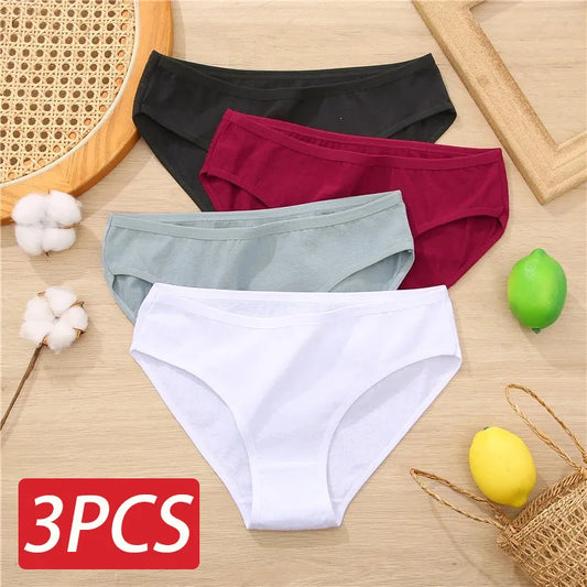 3PCS/Set Cotton Panties Women Briefs Jacquard Design Women Panties Sexy Female Underpants Solid Color Intimate Pantys S-XL