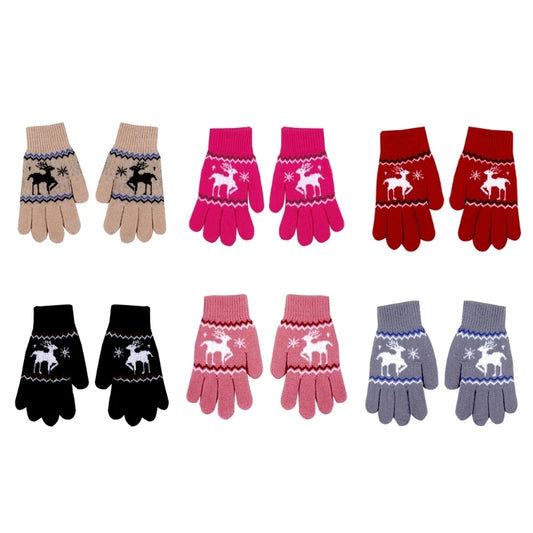 Deer Gloves Soft & Comfortable Warm Gloves for Boys & Girls 5-9 Years Old