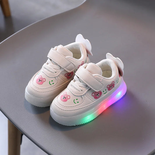 Children Shoes for Boys Girls Luminous Casual Sneakers Kids Shoes LED Lights Non-slip Soft Glowing Little Bear Toddler Shoes