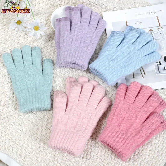 1Pairs Hot Sale Winter Warm Gloves for Children Boys Girls Screen Saver Warm Gloves Kids Outdoor Playing Gloves 3-12Years Old