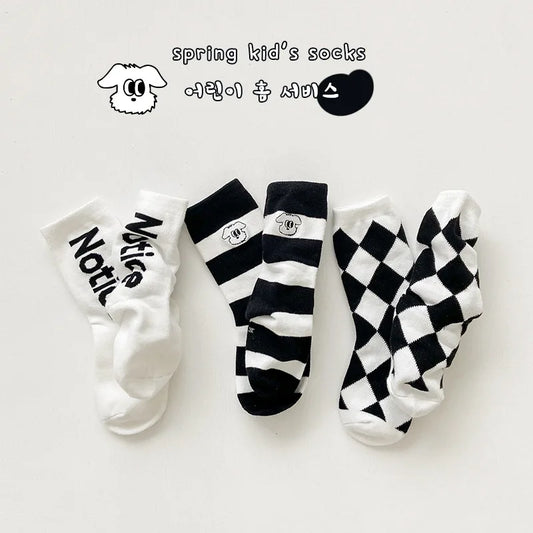 Boys Girls Spring Newest Socks Kids Girls Black White Striped Cotton Socks For Child Little Baby Infant Socks