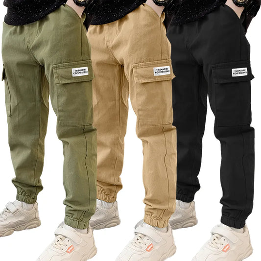 Boys Cargo Pants Spring Autumn Thick Boys Trousers Casual Kids Sport Pants Teenage Children Clothes For  4-11Year