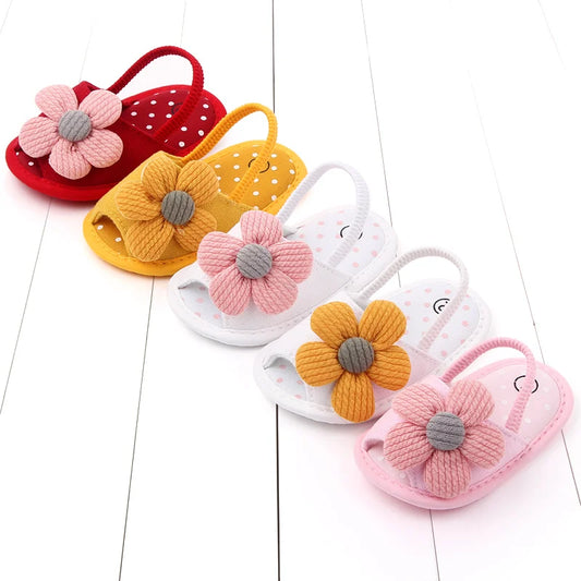 Baby Sandal with Hairband Cute Flower Design Soft Cotton Sandal for Spring and Summer Baby Girl 0-18M