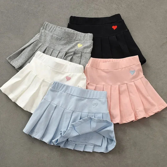 Girls' New All-Match Pleated Culottes Medium And Small Children'S Summer Skirt With Inner Safety Pants Student Uniform Skirts