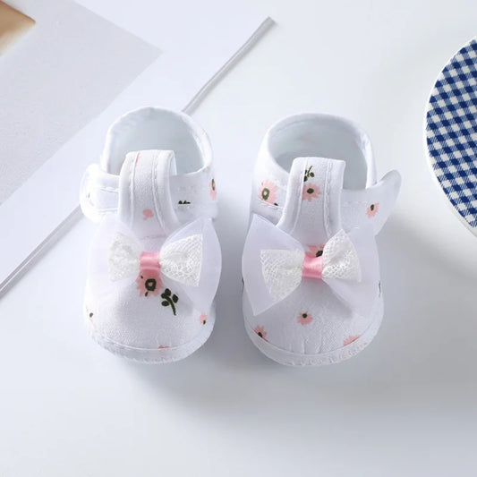 Baby Girl Shoes Cute Floral Bow First Walkers Soft Sole Crib Newborn Toddler Shoe Infant Baby Girls Shoes