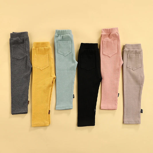 Baby Girl Boy Pants Solid Color Casual Home Knitting Bottom Warm Winter Knitwear Loose Trousers
