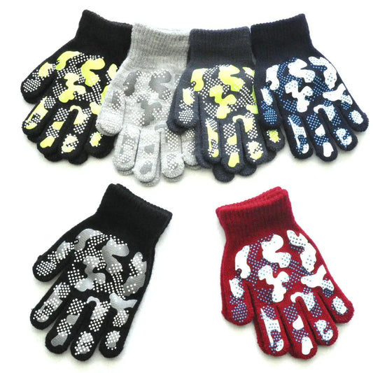 5-11Y Children Winter Knitted Warm Gloves For Boys Girls Student New Camouflage Anti Slip Mittens Outdoor Cycling Skiing Gloves