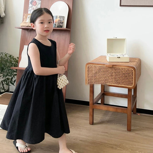 Summer Children Girl Sleeveless Fluffy Dress Sweet Princess Patchwork Ruffled Design Girls Korean Style Dress 3-8T