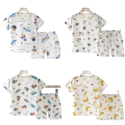 New Summer Children Home Clothing Pajamas Baby Underwear Set Thin Section Kids Clothes Boys Girls Two-piece Clothe Set